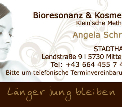 Visitenkarte Bioresonanz & Kosmetik Angela Schratl