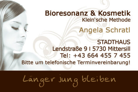 Visitenkarte Bioresonanz & Kosmetik Angela Schratl